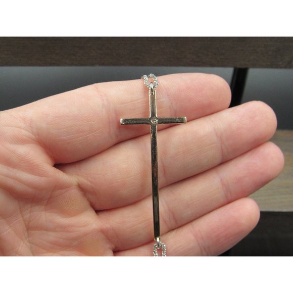 7" Sterling Silver Gold Plated Cross Religious Bracelet Vintage Elegant - Picture 1 of 7